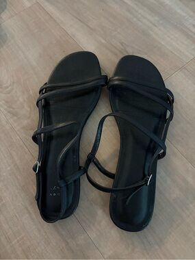 a new day Black Strappy Flat Sandals